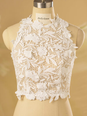 Leaf Halter Neck Lace Bridal Top